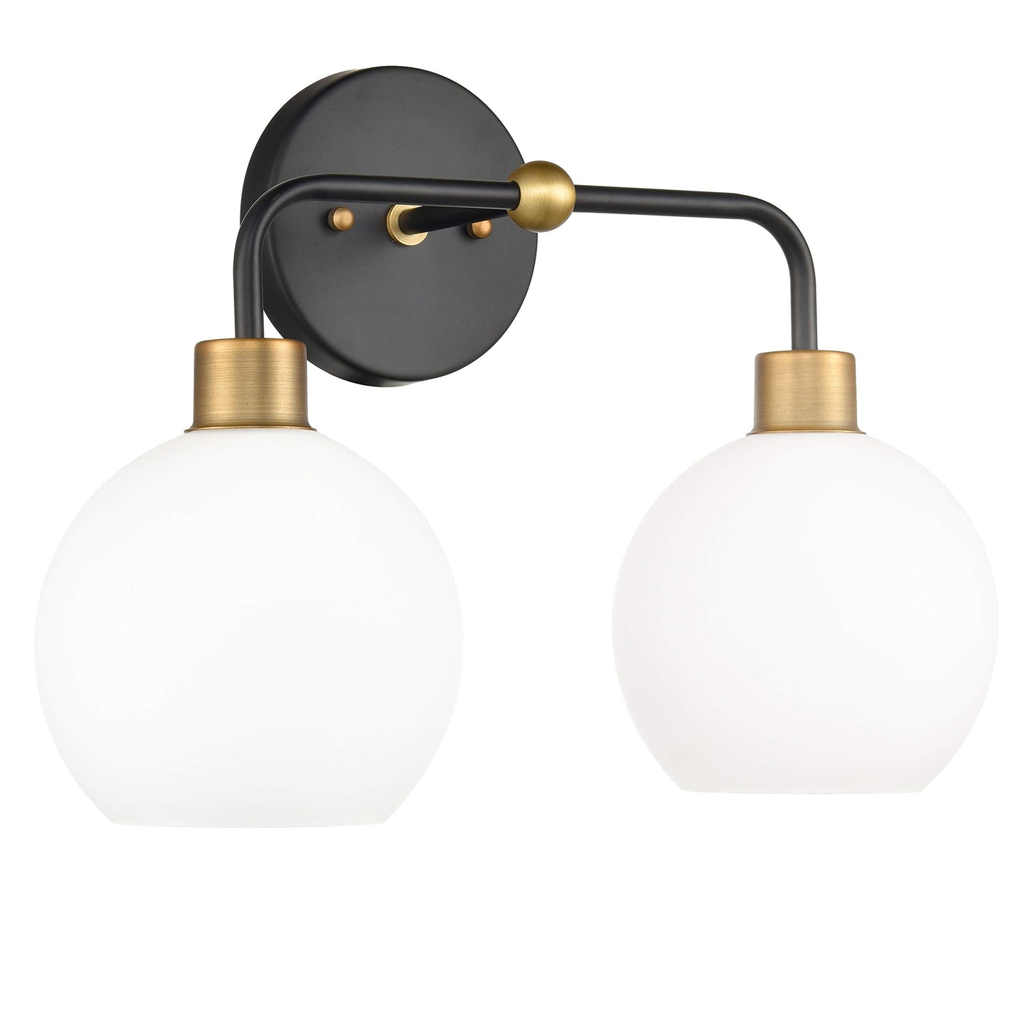 Linea di Liara Lukasa Modern Bathroom Vanity Lights Fixtures 2-Lights Over Mirror Lighting Matte Black and Gold Vanity Lights for Bathroom Light