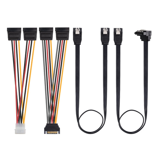 Cable Matters SATA III Data Cable and SATA Power Cable Kit with Straight and 90 Degree SATA3 Connector, Power Splitter Adapter, and Molex Adapter
