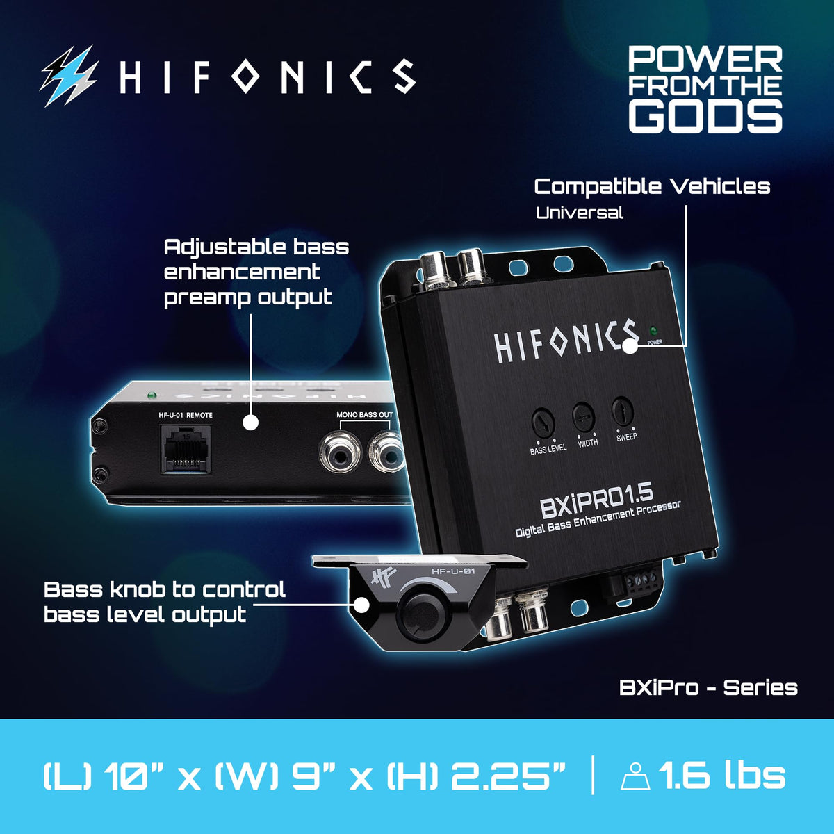 Hifonics BXiPRO1.5 Digital Bass Enhancement Processor with Dash Remote