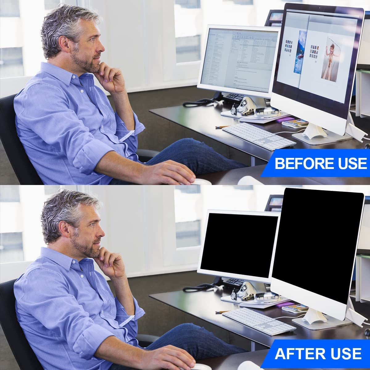 JiSiTeCai 18.5" Computer Privacy Screen Filter 16:09 Widescreen Monitor - Premium Anti-glare Screen Cover - Scratch Resistant - UV and Blue Light