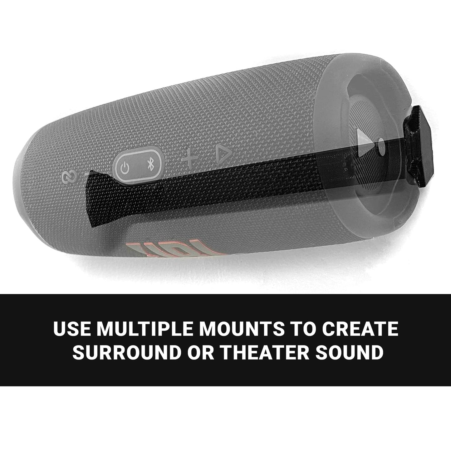 Spartan Mounts Compatible with JBL Charge 5 Bluetooth Speakers | Low Profile Wall Mount Anywhere Design for Home, Office, Studio, Garage, Dorm, Patio