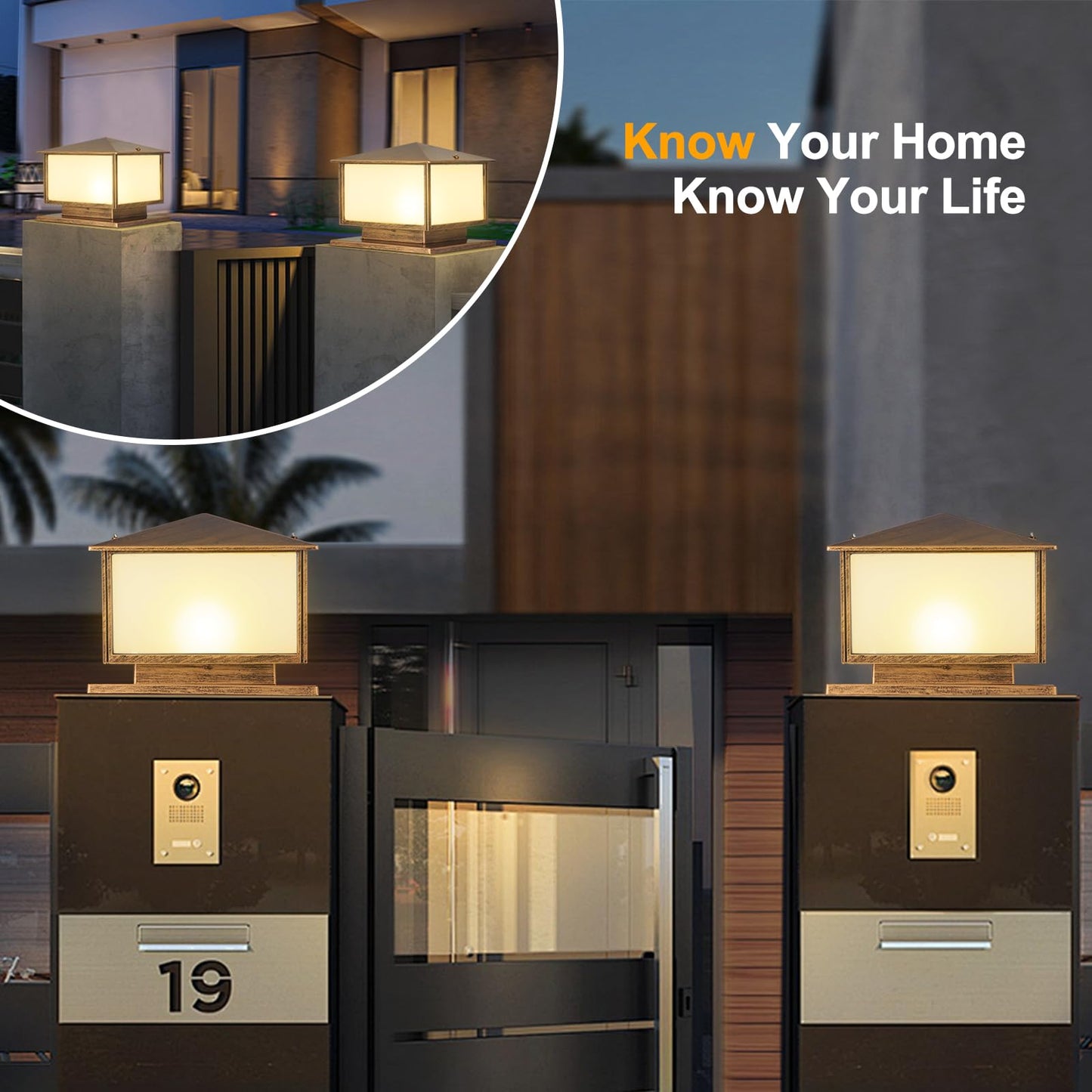 SLAWA Outdoor Post Lights with Mount Base, Exterior Patio Pillar Lights Outdoor Fixture with Aluminum Housing, Outdoor Column Lights Fixture