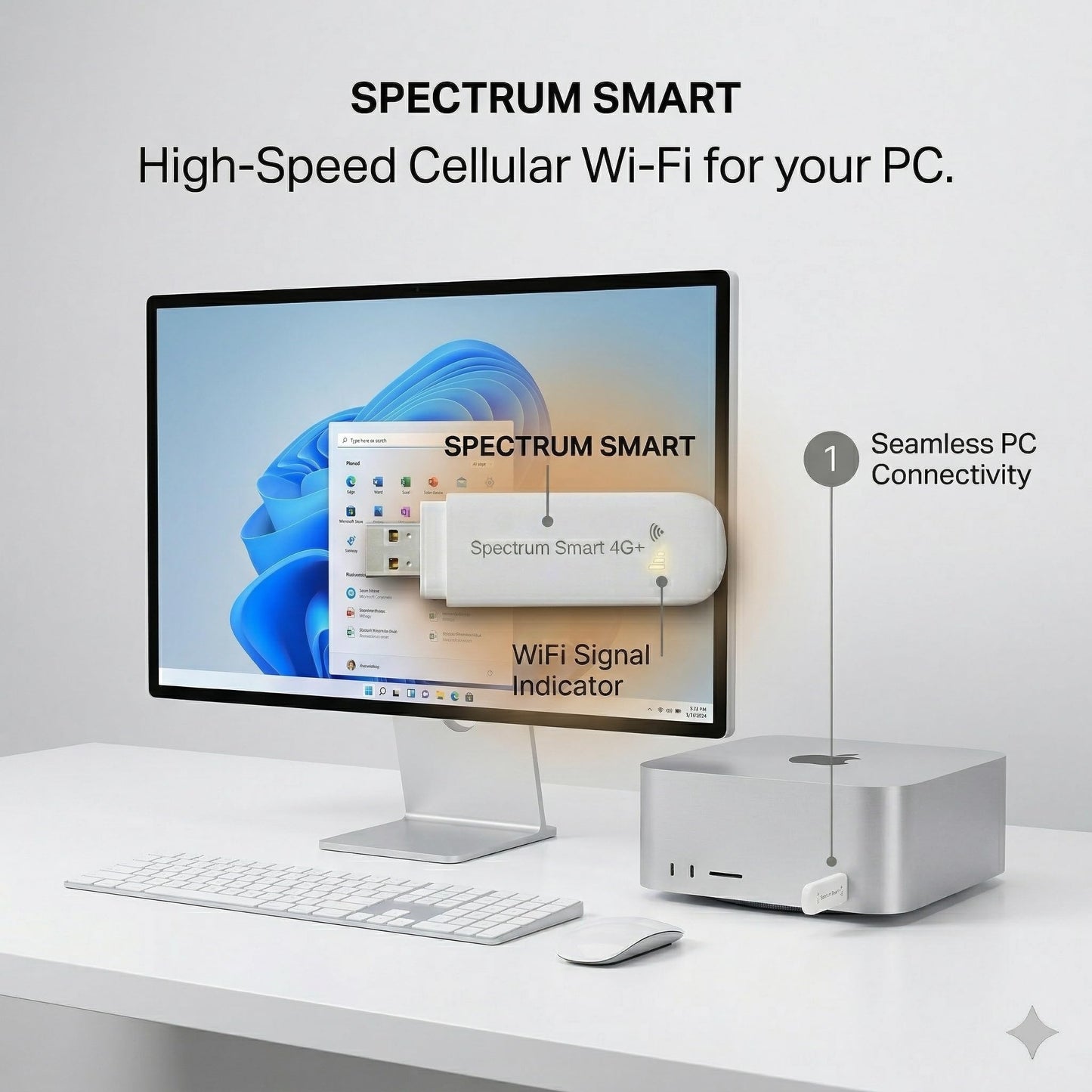 Spectrum Smart 4G LTE USB WiFi Hotspot | Double-Carrier (AT&T/T-Mobile) | SIM Included | Portable WiFi for Travel, Car, RV, Camping & Remote Work