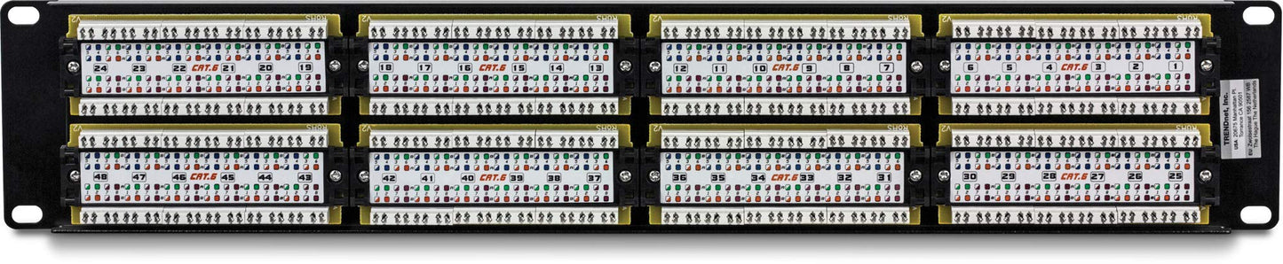 TRENDnet 48-Port Cat6 Unshielded Patch Panel, Wallmount or Rackmount, Compatible with Cat3,4,5,5e,6 Cabling, for Ethernet, Fast Ethernet, Gigabit