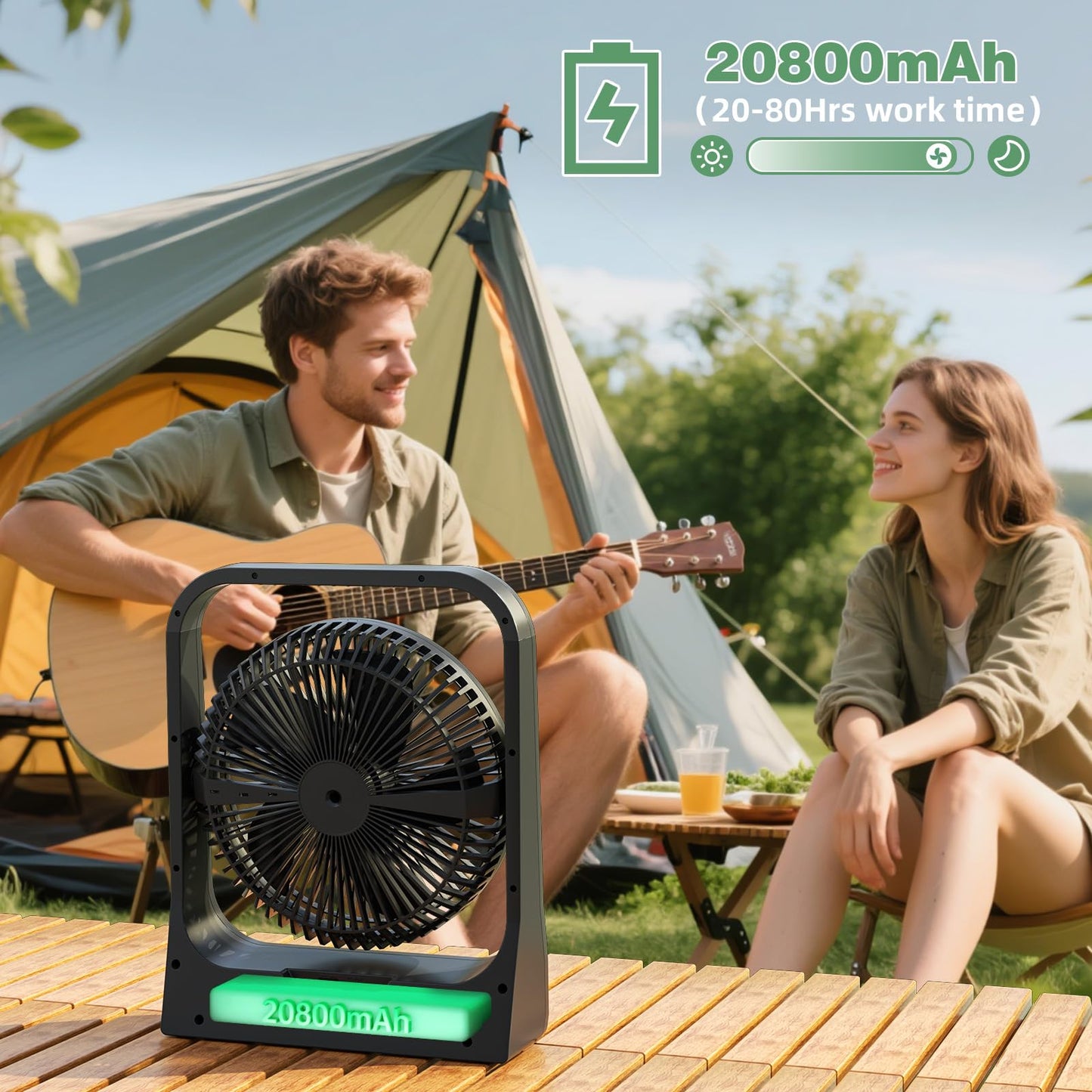 20800mAh Rechargeable Fan, Up to 80H Working Time Travel Fan Portable Quiet