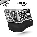 Macally Wired Ergonomic Keyboard for Mac - USB Hub, Backlit Keys, Dual USB C + A Plug, Split Design, Padded Wrist Cushion - Compatible Apple Keyboard