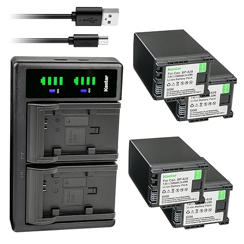 Kastar 4-Pack BP-828 BP828 Battery and LTD2 USB Charger Replacement for Canon XF400 XF405 XA10 XA11 XA15 XA20 XA25 XA30 XA35 XA40 XA45 XA50 XA55 VIXIA