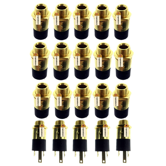 Lsgoodcare 20PCS 3.5MM 1/8 Inch Gold Gold Plated Stereo Jack Panel Mount Connector
