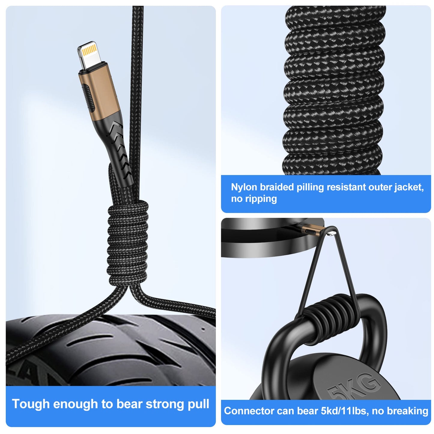 Durcord i Phone Charger, [MFi Certified] 3Pack 6FT USB A Cable for Long Charger Cable, Fast i Phone Charging Cord Compatible with with iPhone Xs…
