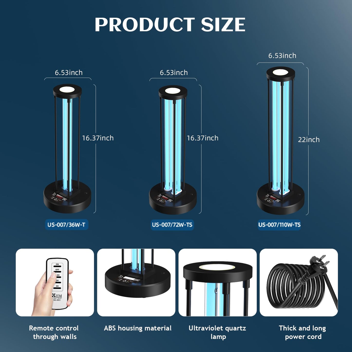 LNBEI Ultraviolet Germicidal Home Disinfection Lamp,110w UV+Ozone Free UV Light Sanitizer for Whole Room, 99.99% Kill Sanitization Rate for Odor Room