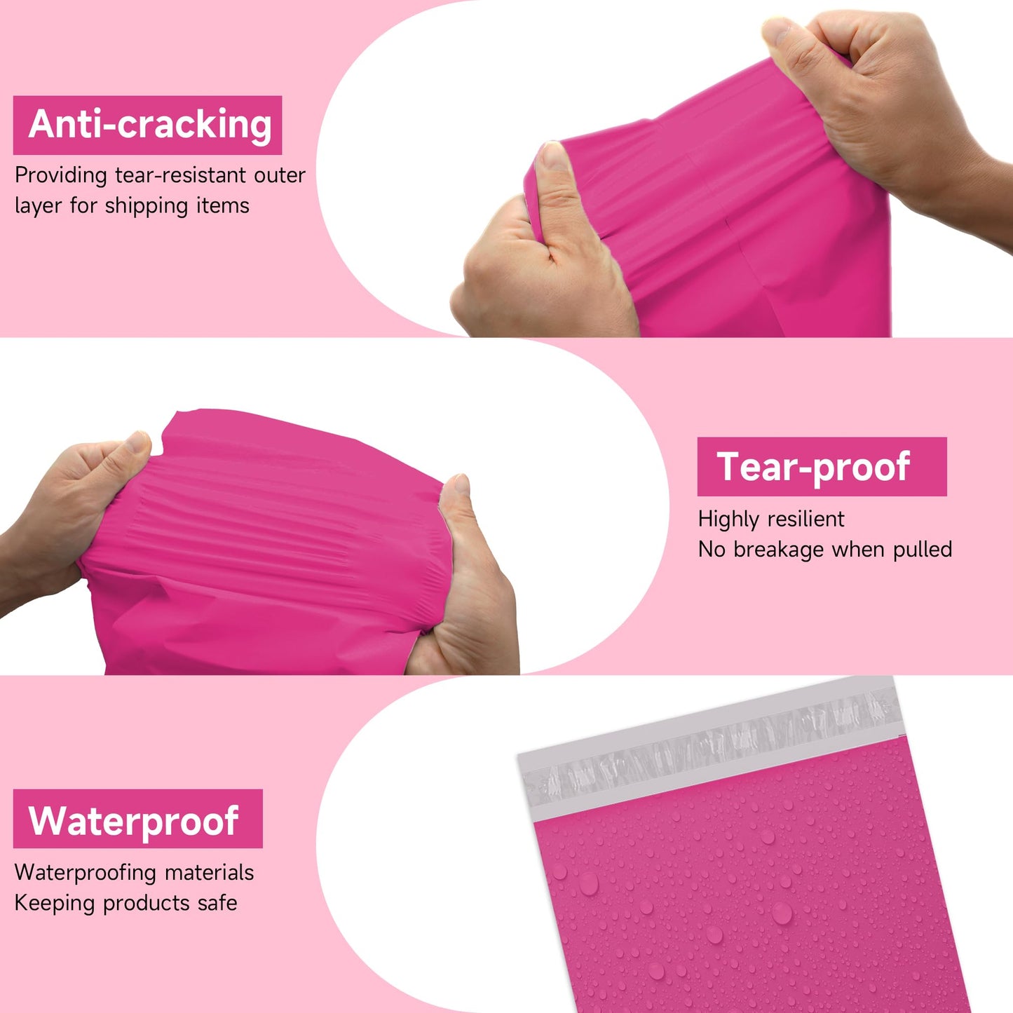 KKBESTPACK Pink Poly Mailers 19x24 in, Large Shipping Bags, 100 Pcs