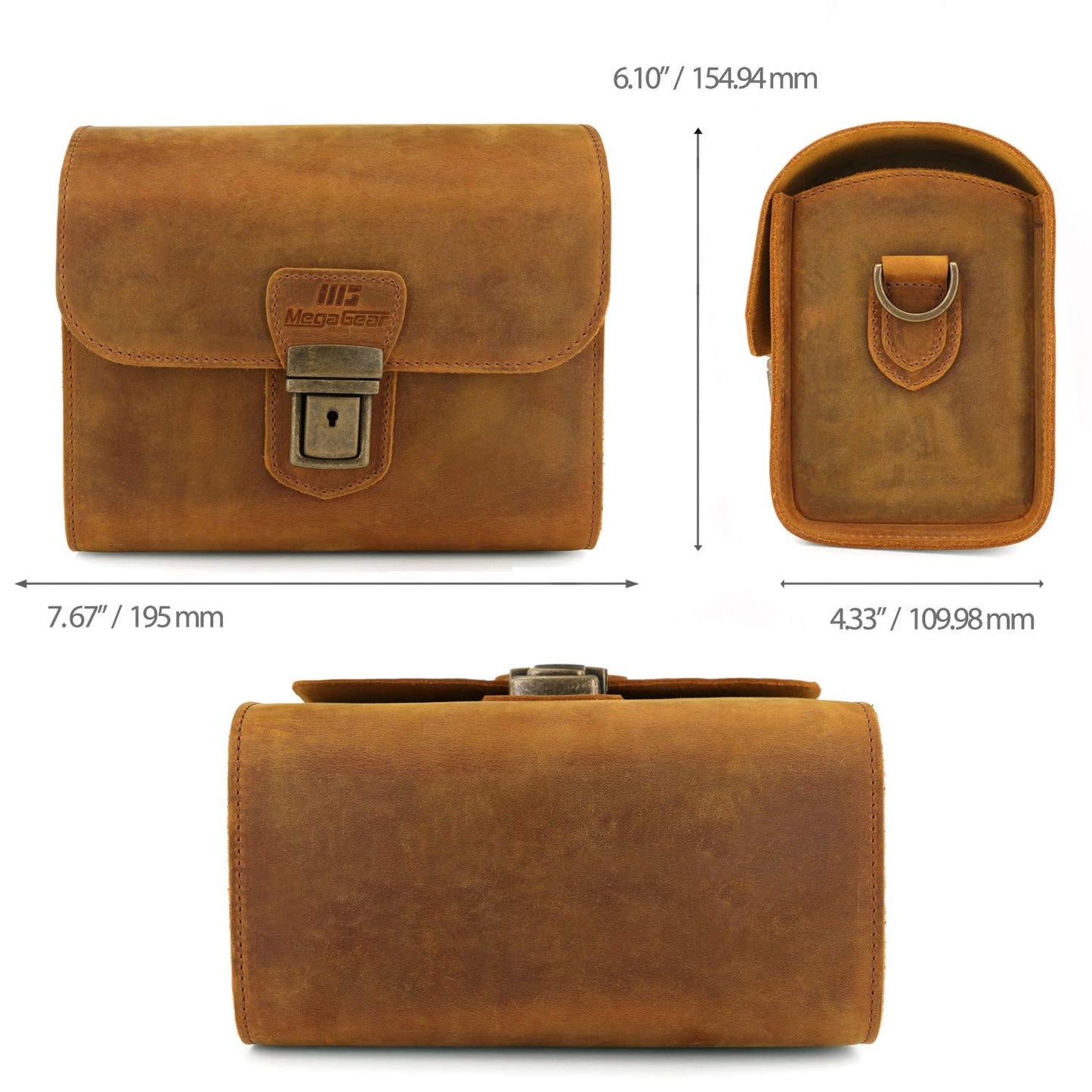MegaGear Pebble Genuine Leather Camera Messenger Bag for Mirrorless, Instant and DSLR Cameras