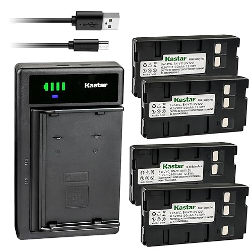Kastar 4-Pack Battery and Smart USB Charger Replacement for JVC GR-SXM37US GR-SXM38US GR-SXM45 GR-SXM46 GR-SXM46EA GR-SXM47 GR-SXM48 GR-SXM49 GR-SXM50