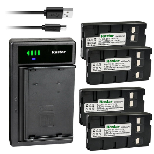 Kastar 4-Pack Battery and Smart USB Charger Replacement for JVC GR-AXM300U GR-AXM310U GR-AXM341U GR-AXM4U GR-AXM40U GR-AXM50U GR-AXM51U GR-AXM500