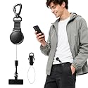 Rosmas Retractable Anti?Loss Phone Tether with Locking Metal Clip, Heavy Duty Steel Cable, Secure Phone Lanyard,Metal 360° Tether Tab for Daily Carry