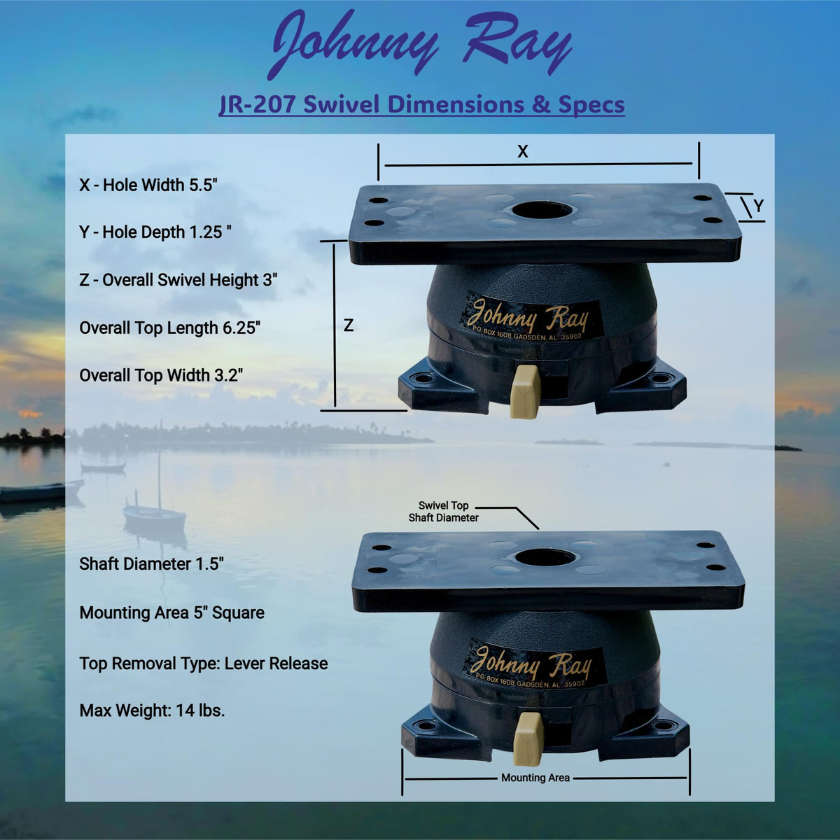Johnny Ray JR-207 Fish Finder Mount and Depth Finder Mount