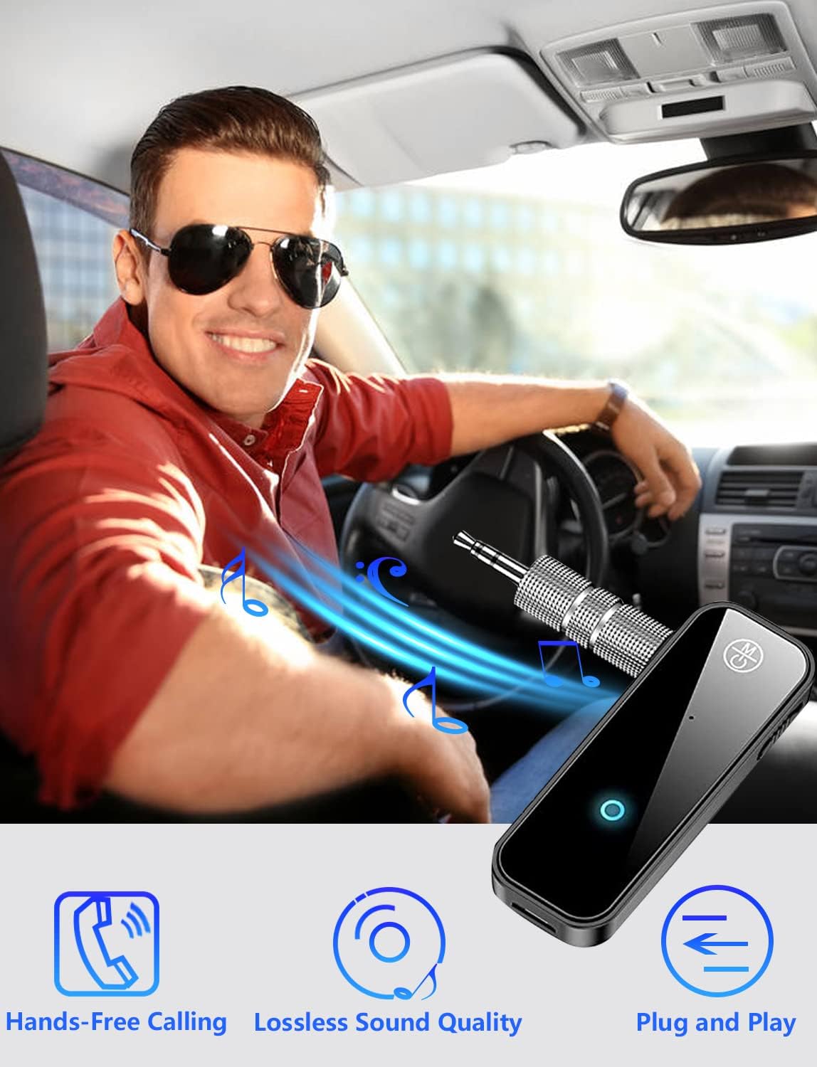 2 in 1 Bluetooth 5.3 Transmitter Receiver, AUX Wireless Bluetooth Audio Adapter for Car, TV, Speaker, Stereo System and Headphones