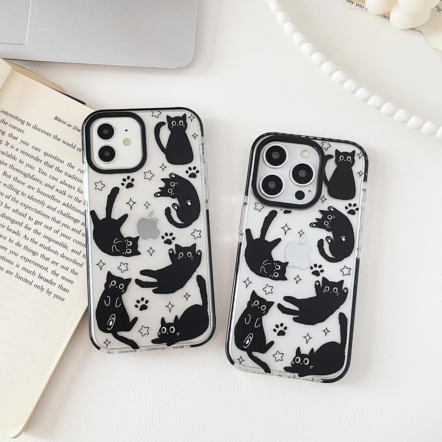 branple Compatible with iPhone 11 Case,Clear Cute Black Cat Pattern with Shockproof Slim Soft TPU Protective Phone Case for Women Designed for iPhone