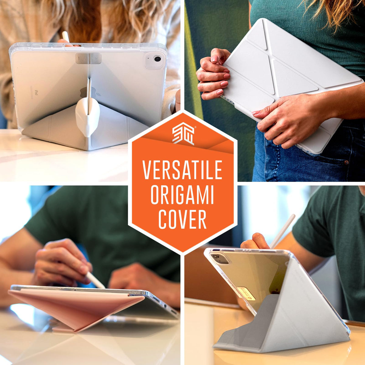 STM OPP Case for Apple iPad Air 11" (M4/M3/M2/5th/4th gen) Slim Light Protective Cover, Transparent Back, w/Apple Pencil Storage, Auto Sleep/Wake