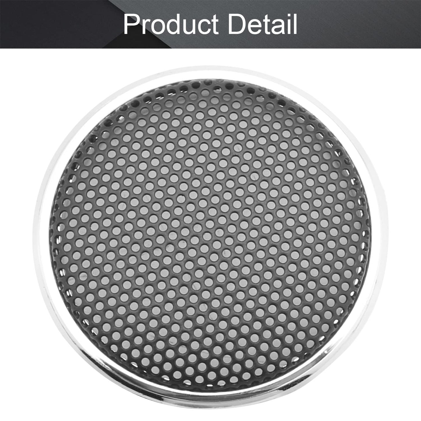 Fielect 2 Pcs 3.5inch /90mm Speaker Grill Mesh Decorative Circle Woofer Guard Protector Cover Audio Accessories Black Grill Silver Trim