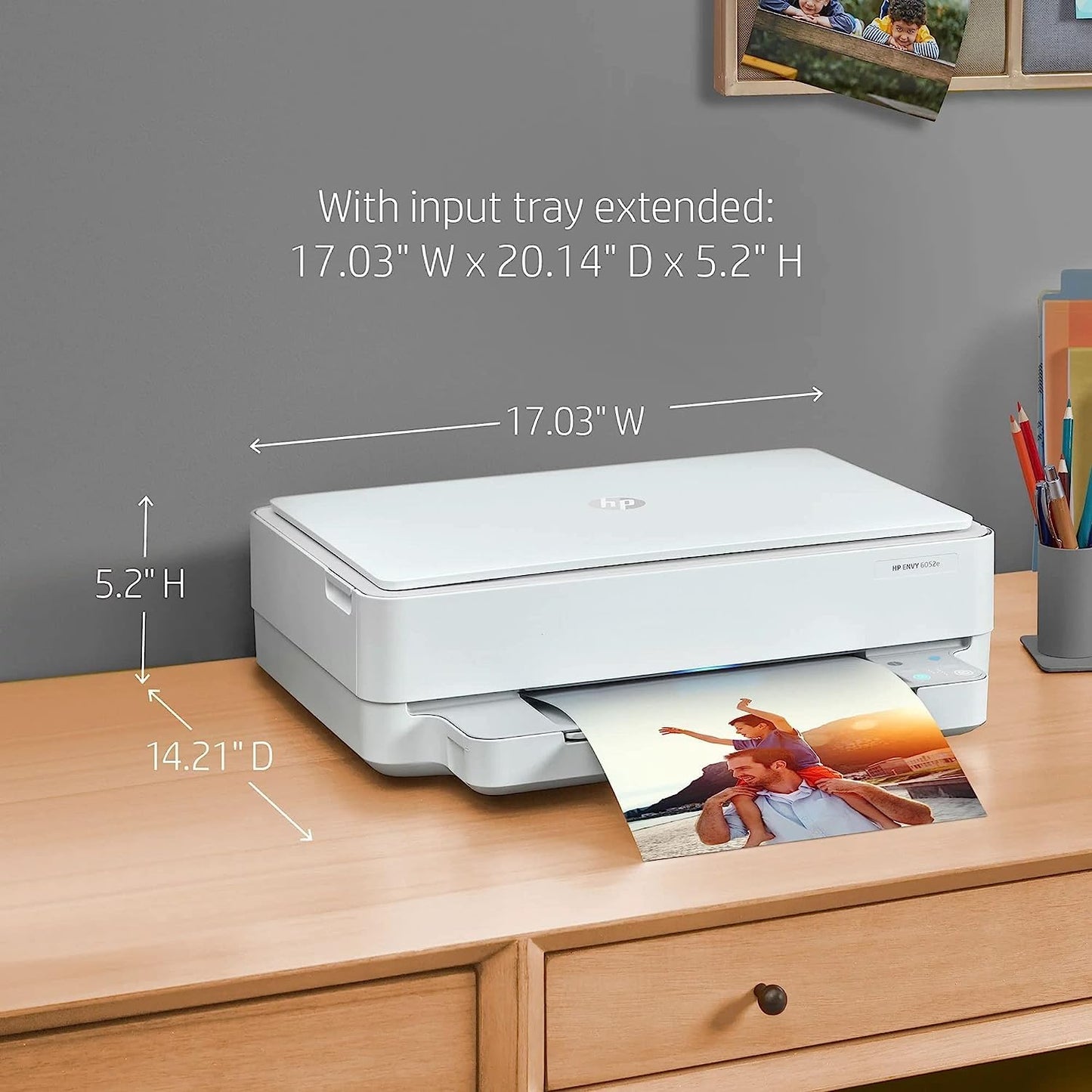 HP Envy 6052e All-in-One Wireless Color Inkjet Printer, Print Copy Scan, 2-Sided Printing, WiFi USB Bluetooth Connectivity, Instant Ink Ready, White