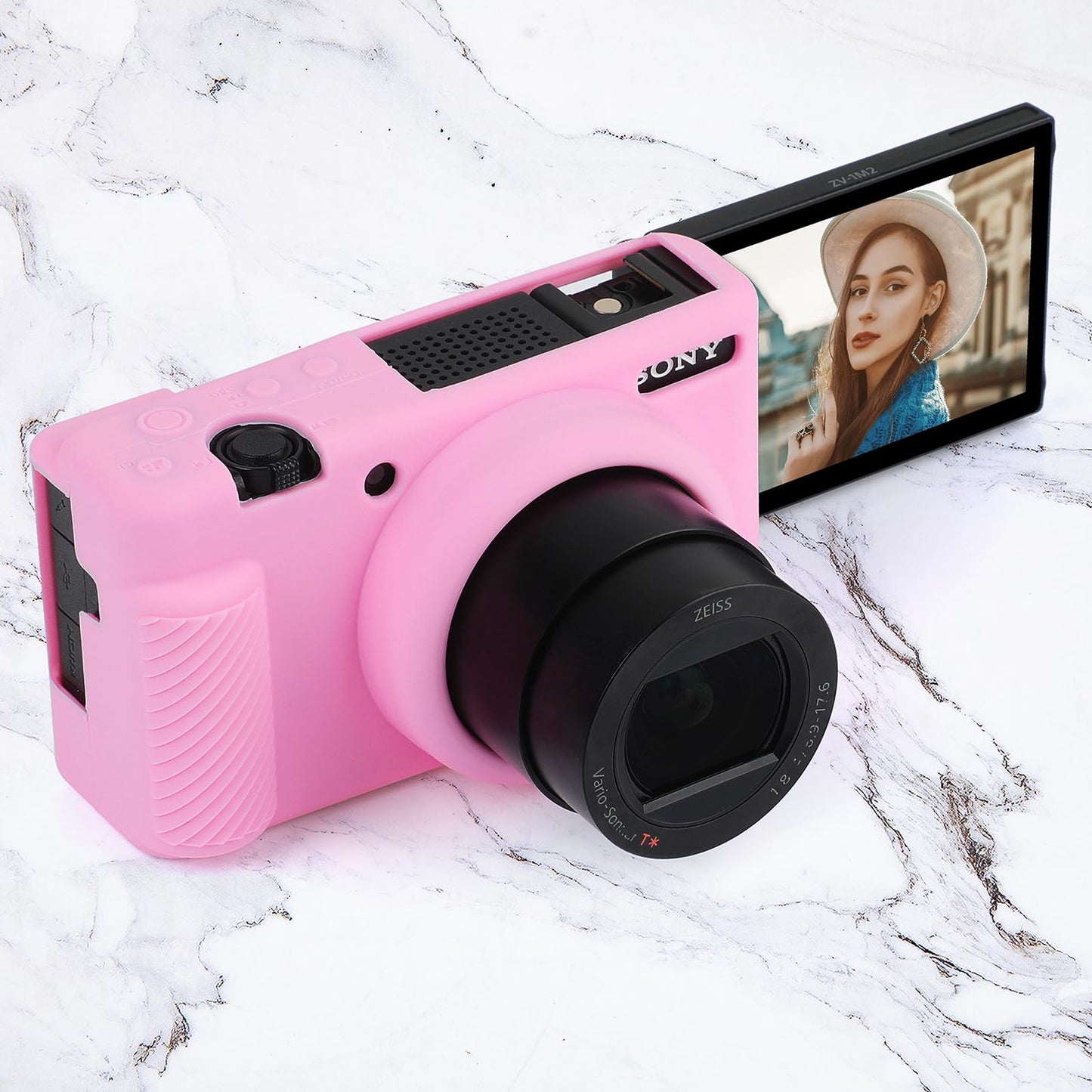 MIOKAU ZV-1F Camera Case, Soft Silicone Protective Case for Sony ZV1F/ZV-1M2/ZV-1 Mark II (NOT for ZV1) Vlog Camera, Lightweight ZV1F Cover (Pink)