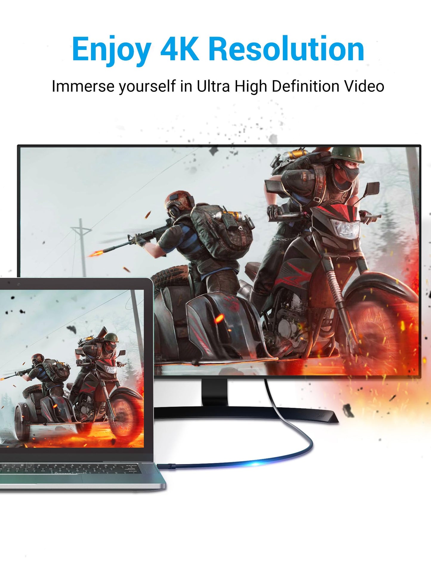 VENTION USB C to HDMI Cable 6.6FT (4K@30Hz, 2K@60Hz, 1080P@120Hz), Thunderbolt to HDMI Type C to HDMI Cable [Thunderbolt 3 Compatible] for MacBook
