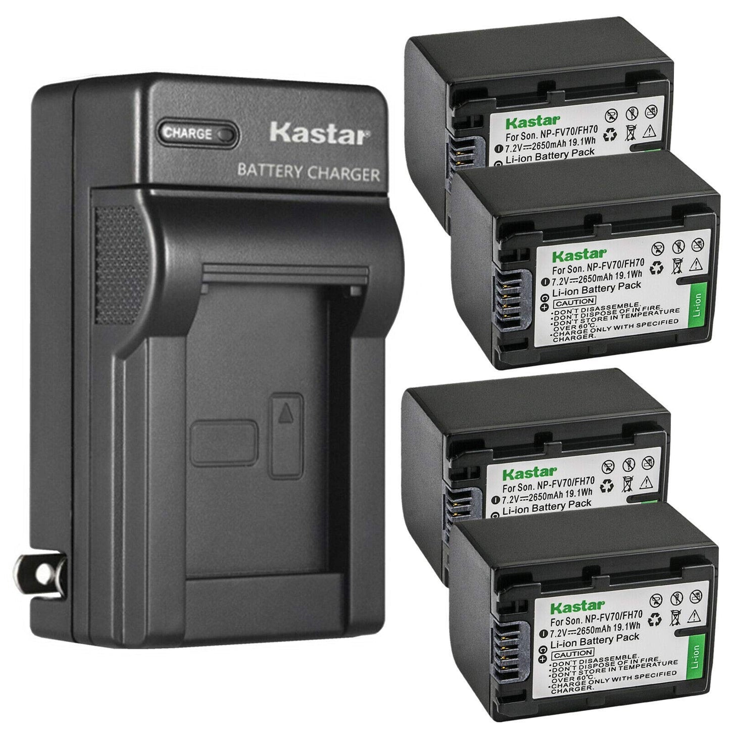 Kastar 4-Pack Battery and AC Wall Charger Replacement for Sony HDR-CX280, HDR-CX290, HDR-CX300, HDR-CX305, HDR-CX320, HDR-CX330, HDR-CX330E