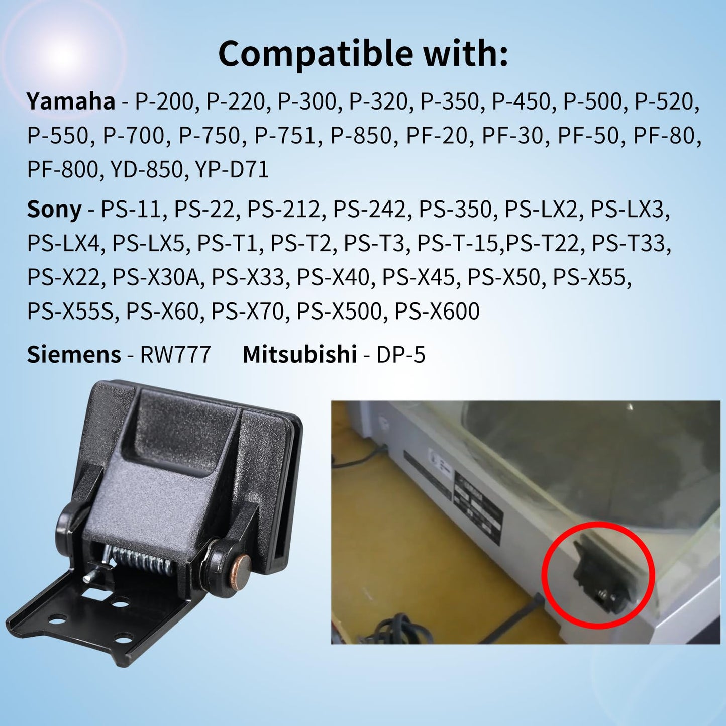 2 Pcs Vsttar Dust Cover Hinge Turntable Parts Compatible with Akai AP-206,AR - AR The Turntable,BSR - Quanta 450SX,Kenwood - KD-40R,Sony