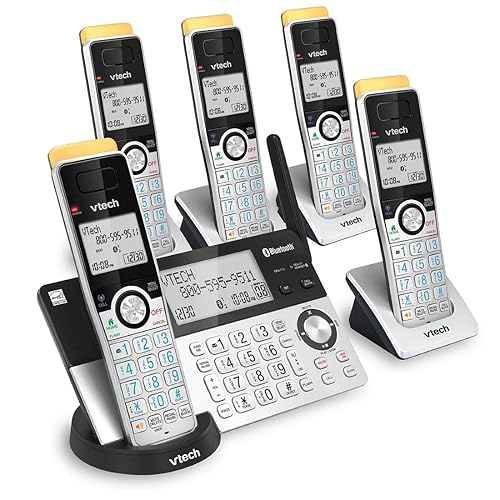 VTech Super Long Range 5 Handset DECT 6.0 Cordless Phone for Home with Answering Machine, 2300 ft Range, Call Blocking, Bluetooth, Headset Jack, Power