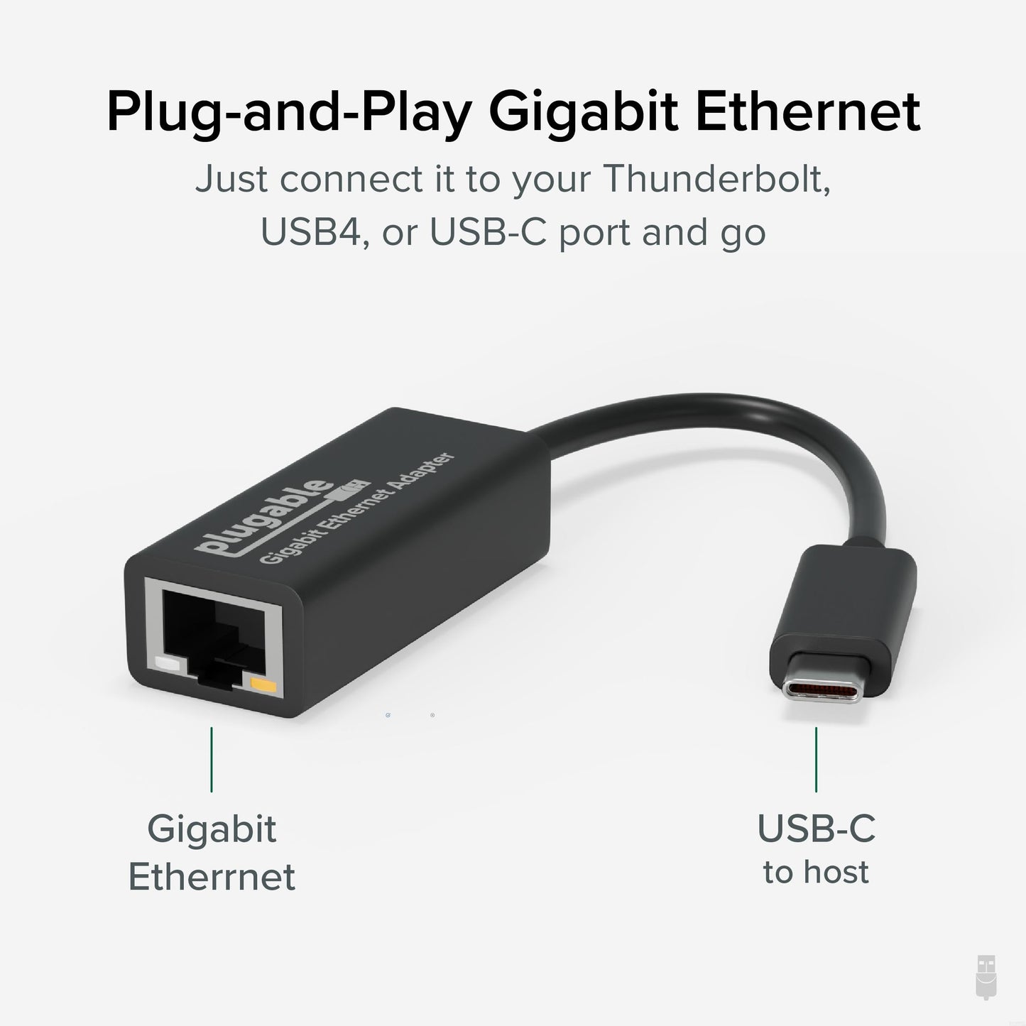 Plugable USB C to Ethernet Adapter, Fast and Reliable Thunderbolt or USB C to Gigabit Ethernet Adapter, Compatible with Windows, Mac, iPhone 15