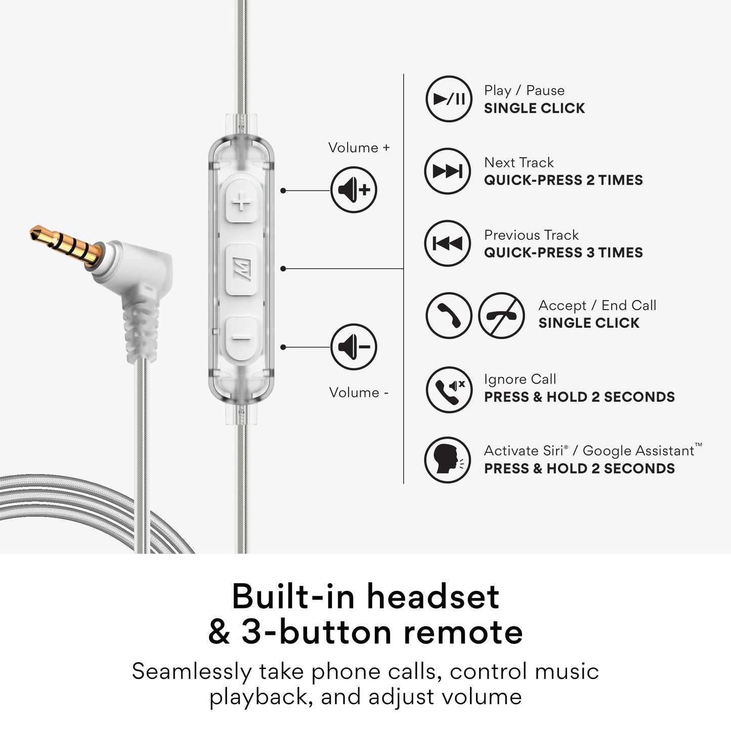 MEE Audio M6 Sport Wired Earbuds, in Ear Headphones, 3-Button Remote, Sweatproof Earphones for Running/Gym/Workouts with Memory Wire Earhooks, Headset