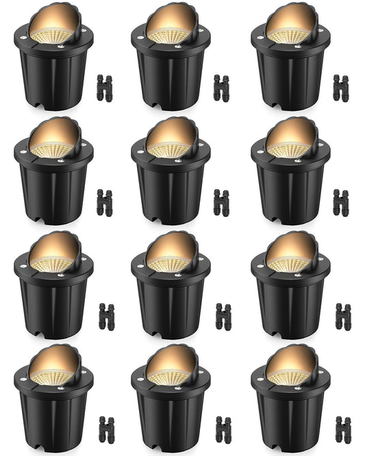 HIBOITEC Low Voltage Landscape Lights, 12W LED Outdoor In-Ground Lights 1200LM Waterproof IP67 Landscape Lighting, Anti-Glare Die-Cast Aluminum Garden