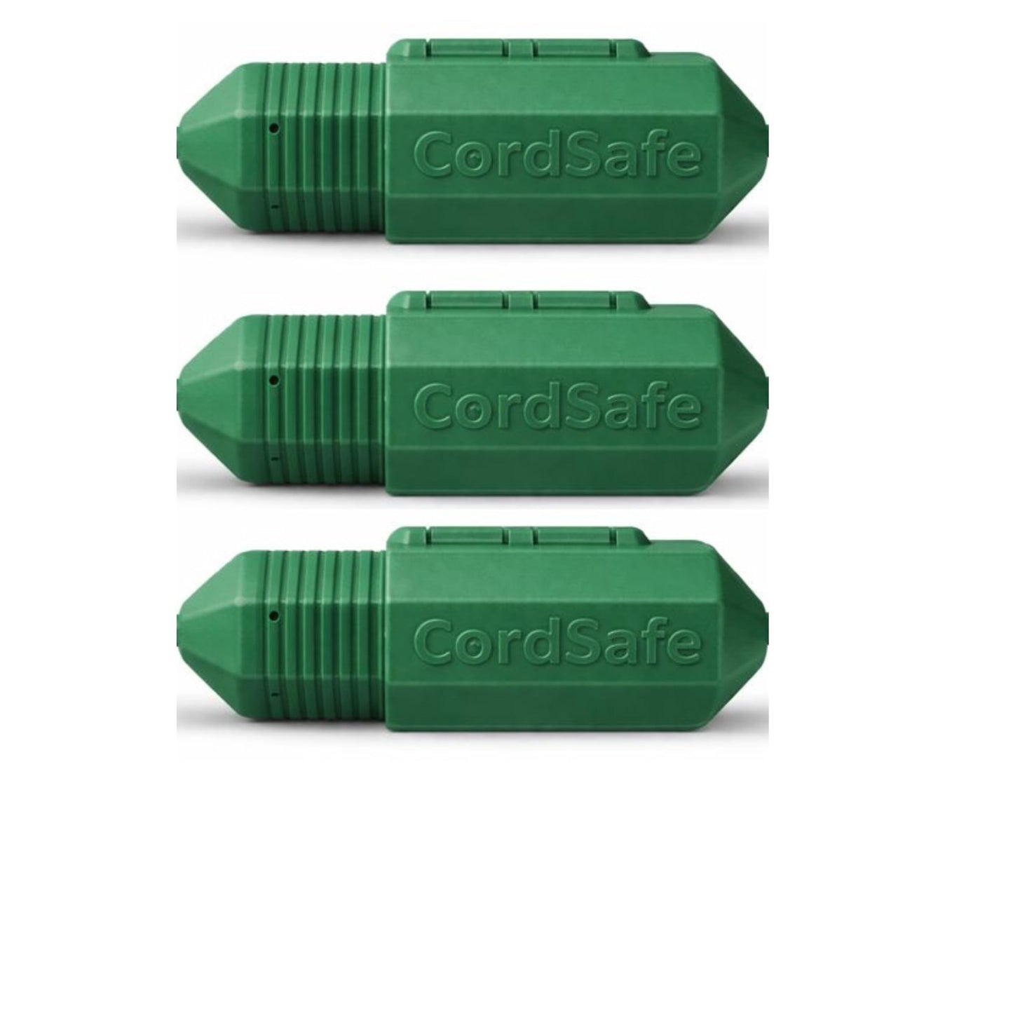 Extension Cord Connection Protector by CordSafe Plus, Weather-Resistant, Fits 18-12 AWG, Helps Keep Plugs Secure, Made in USA (Green, 3 Pack)