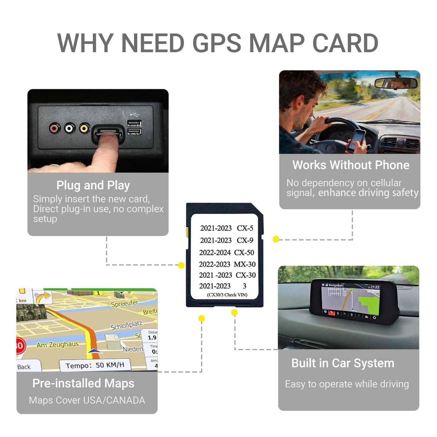 Navigation SD Card Compatible with Year 2021 2022 2023 Model cx5/9,2022 2023 Year Model mx30/cx50