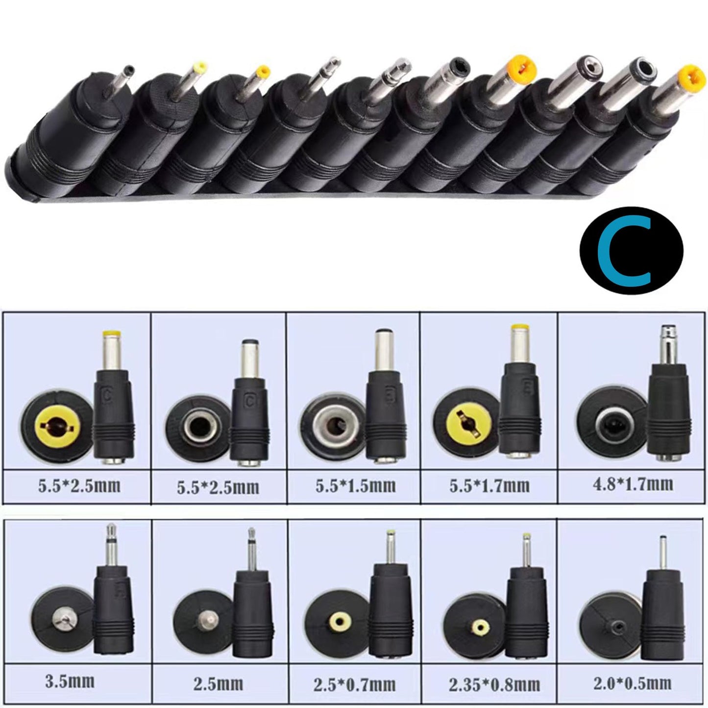 minidodoca Laptop DC Power Adapter Kits 41 PCS Universal 5.5 mm x 2.1 mm DC AC Power Adapter Tips Connector for Power Supply Plug Jack Sets