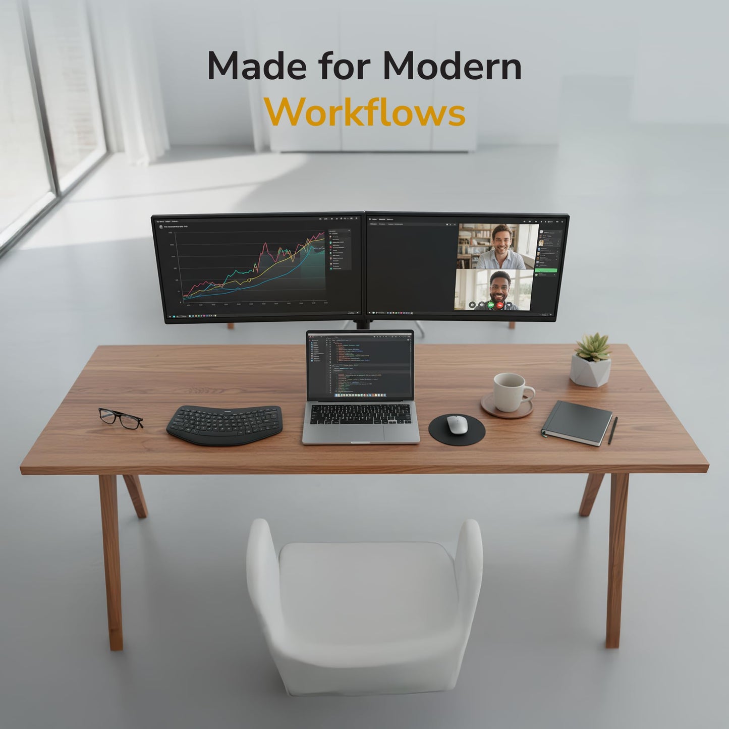 Mount-It! Dual Monitor Stand, Full Motion Desk Mount for 2 Screens up to 32” and 19.8 lbs Each, Tilt Swivel Rotate, VESA 75x75 & 100x100, Adjustable