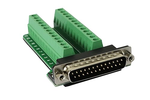 Twinklebay Connector Db25 D-sub Male Plug 25-pin Port Terminal Breakout PCB Board