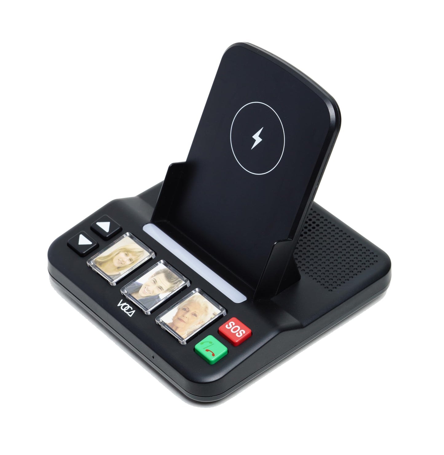VOCA EC100 Cell phone stand with Wireless Speaker, 3 Speed-Dial Photo Buttons, Emergency Call, SOS Button, Speed Dial, Hands-Free, Easy Setup