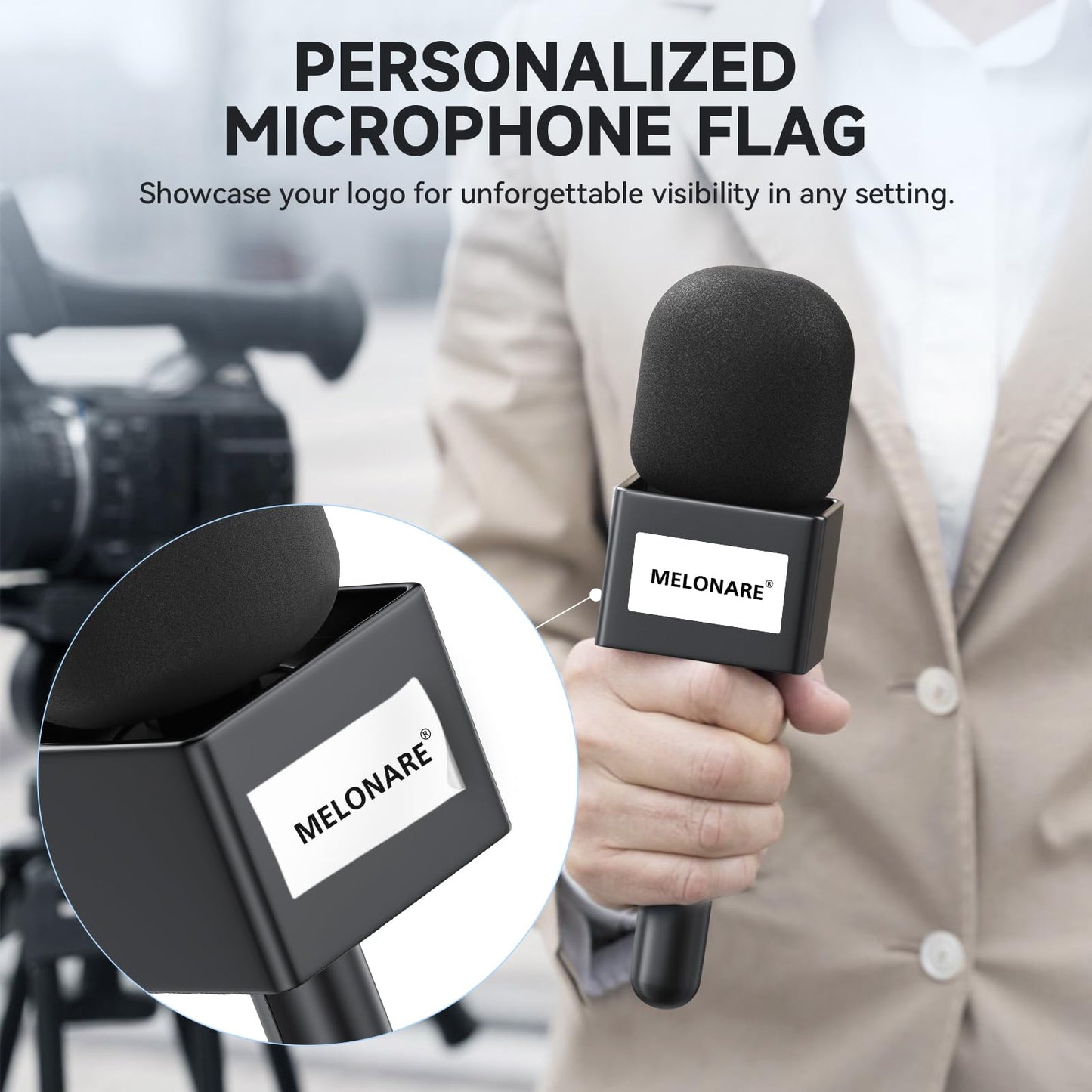 MELONARE MH-30 Handheld Microphone Holder, Wireless Lavalier Mic Stand Adapter Mount w/Foam Cover, Mic Handle Compatible with DJI, RODE, HOLLYLAND