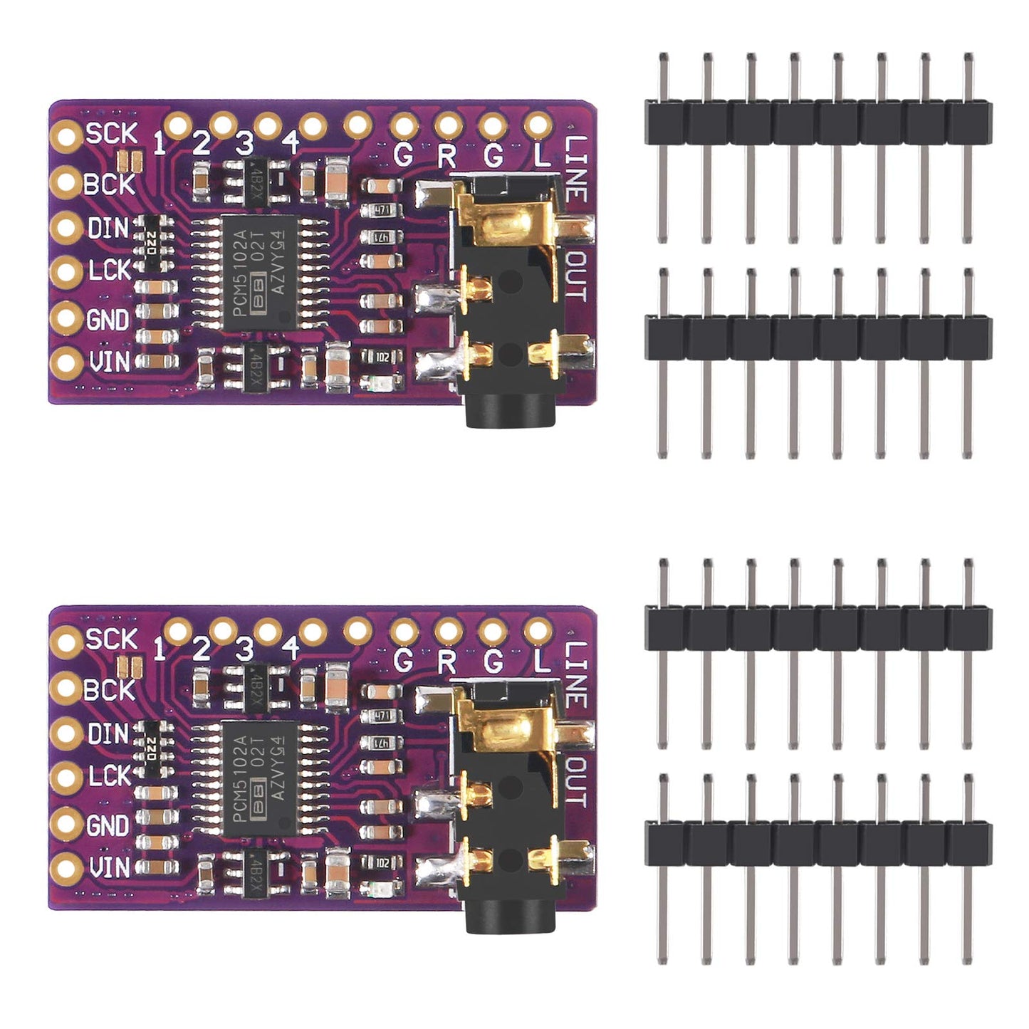 AITRIP 2 pcs PCM5102 I2S IIS Lossless Digital Audio DAC Decoder Module Stereo DAC Digital-to-Analog Converter Voice Module Compatible with Arduino
