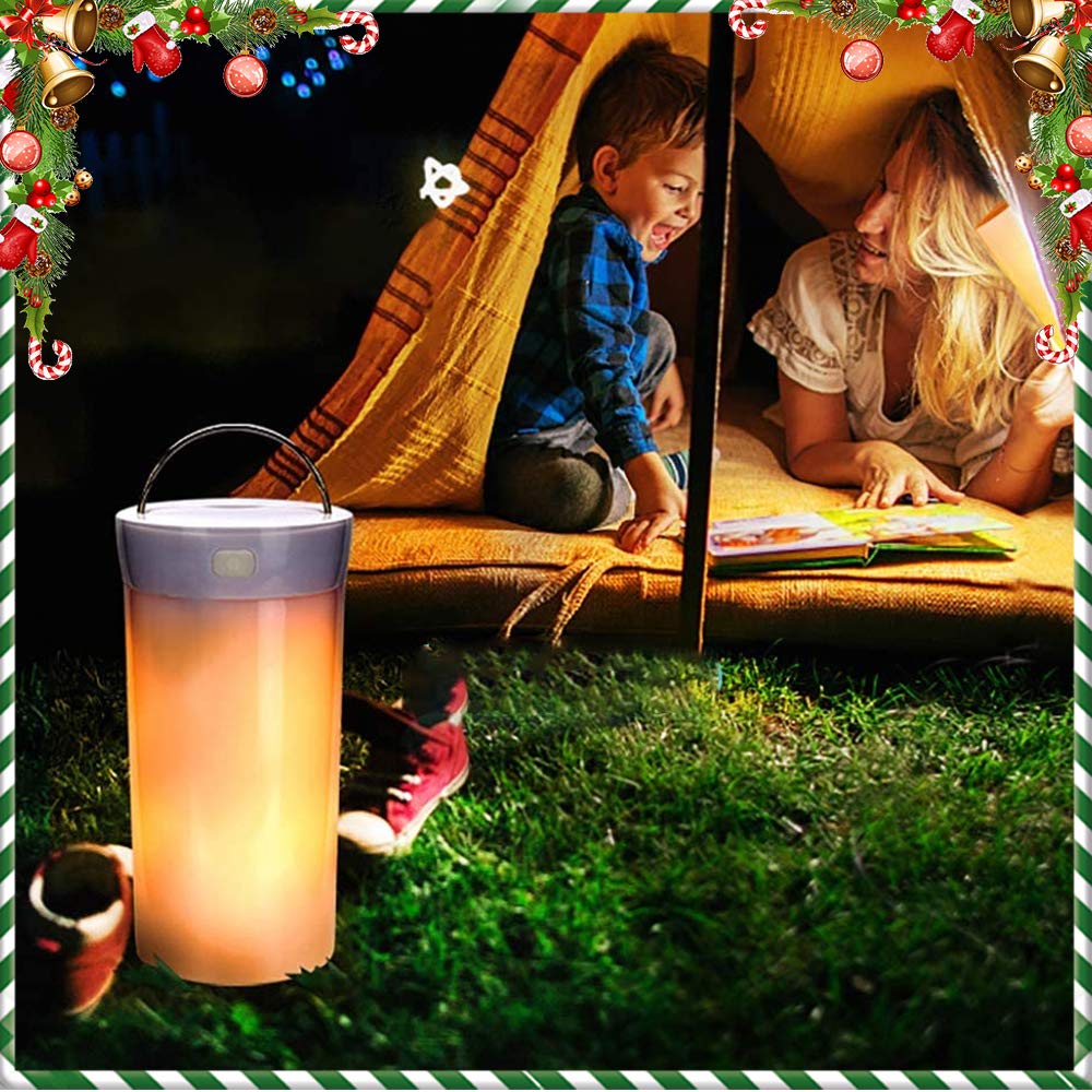 PDGROW LED Flame Effect Light, Flame Lamp 4 Modes USB Rechargeable Fire Lights Indoor Campfire Outdoor Decorative Lantern Hanging Lamps Fireplace