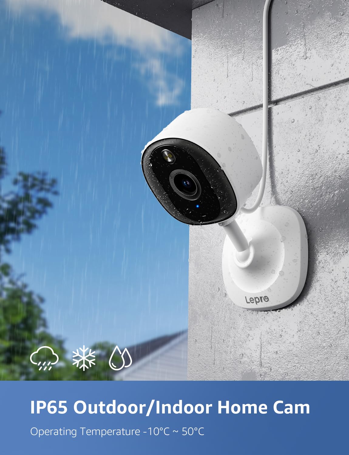 Lepro 2K Security Indoor & Outdoor Camera for Baby Care, Pet Monitoring, Remote Intercom, Night Vision, 2-Way Audio, Cloud & SD Card Storage (SD Card