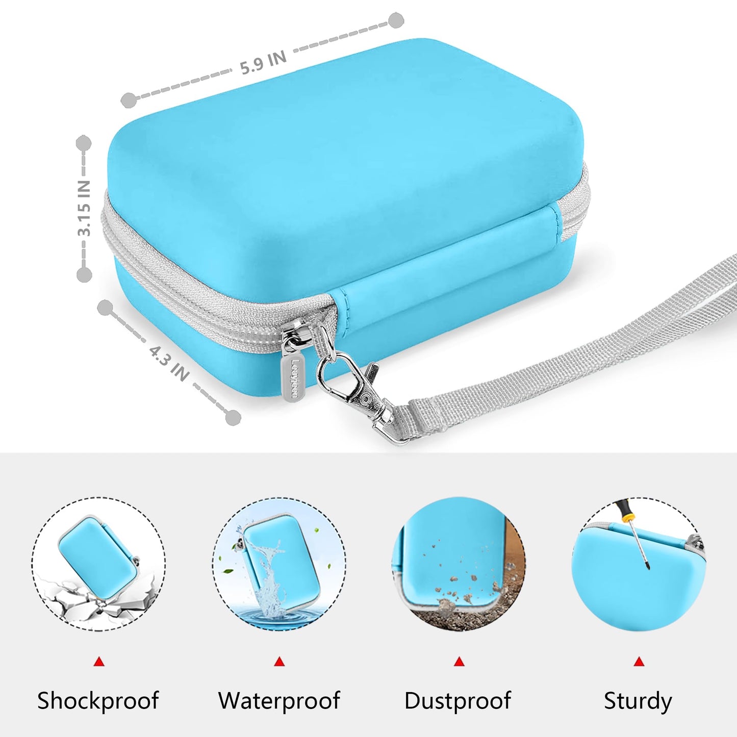 Leayjeen Hard EVA Camera Case Compatible with Kodak Printomatic/Step/Smile Instant Camera, Portable Shockproof Storage Bag(Case Only)(Blue)