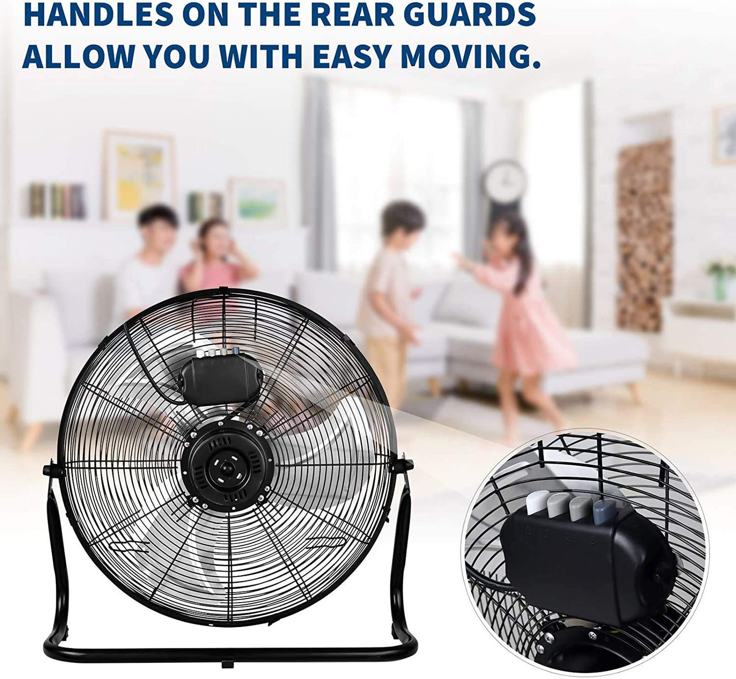 20 Inch 3-Speed High Velocity Heavy Duty Metal Industrial Floor Fans Oscillating Quiet for Home, Commercial, Residential, and Greenhouse Use
