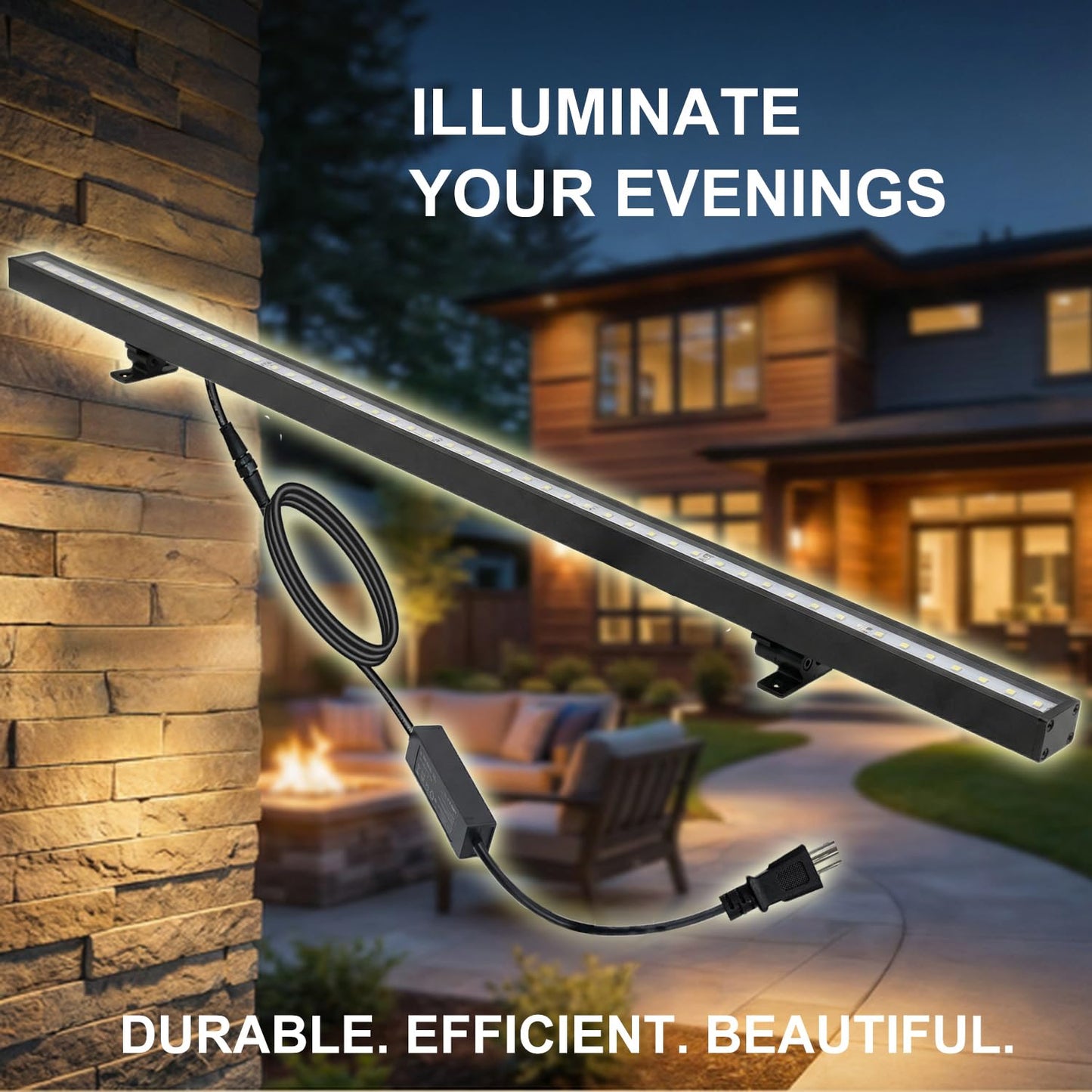 Vanlison 36W LED Wall Washer Light, 3.2ft/40 inch 3000K Warm White Linear Flood Light Bar, IP65 Waterproof Outdoor Lighting for Landscape, Garden
