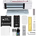 Door Access Control System Kit Set with 1200lbs Electric Magnetic Lock, RFID Keypad, Remotes,DC12V/5A Power Supply, Push to Exit Button, RFID EM ID