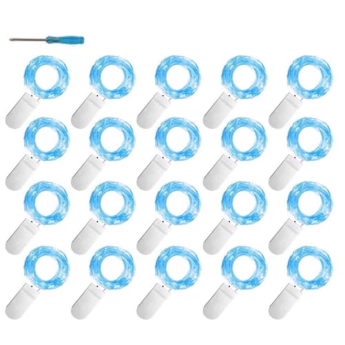 FELISHINE 20 Packs Fairy String Lights, 6.6FT 20 LEDs Battery Operated Silver Copper Wire Starry String Light for DIY Party Christmas Costume Wedding