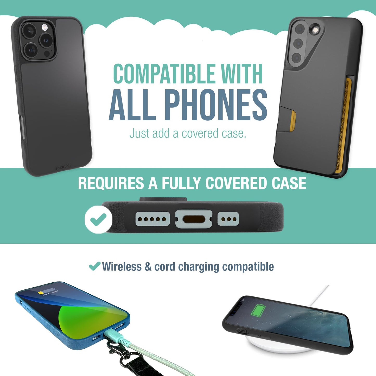 Smartish Phone Lanyard - Case Clinger - Universal iPhone Holder w/Detachable Crossbody Shoulder Neck Strap Gift for Women/Girls for Phone Cases