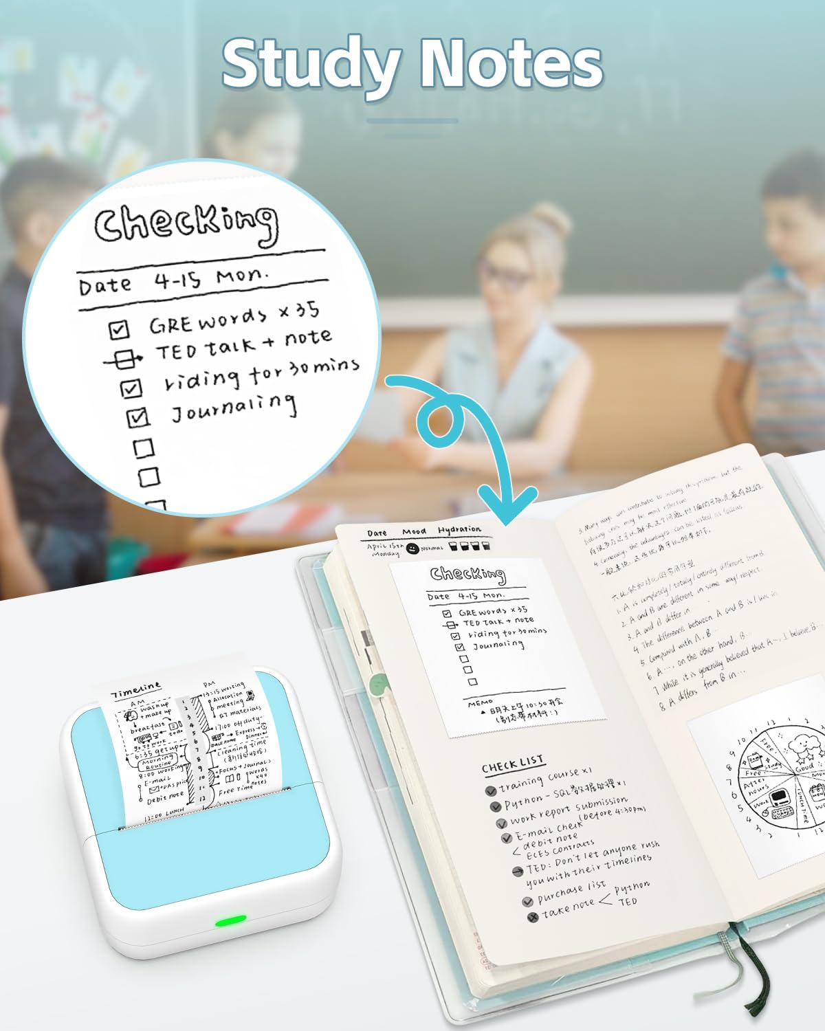 Sticker Printer - Printpods Mini Printer with Stickers, Print Pod, Bluetooth Inkless Printers, Sticker Maker, Portable Thermal Printer for iphone